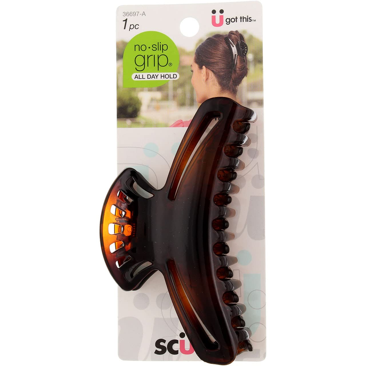Scunci No Slip Grip All Day Hold Hair Claw Clip Jaw For Thick Hair