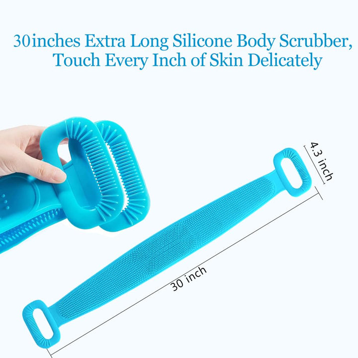 Inmorven Exfoliating Back Scrubber for Shower with Handles, 30 Inch Double-Sided Back Exfoliator Body Scrub Towel, Exfoliating Washcloth Bath Tool for use in Shower, to Clean Skin for Men & Women