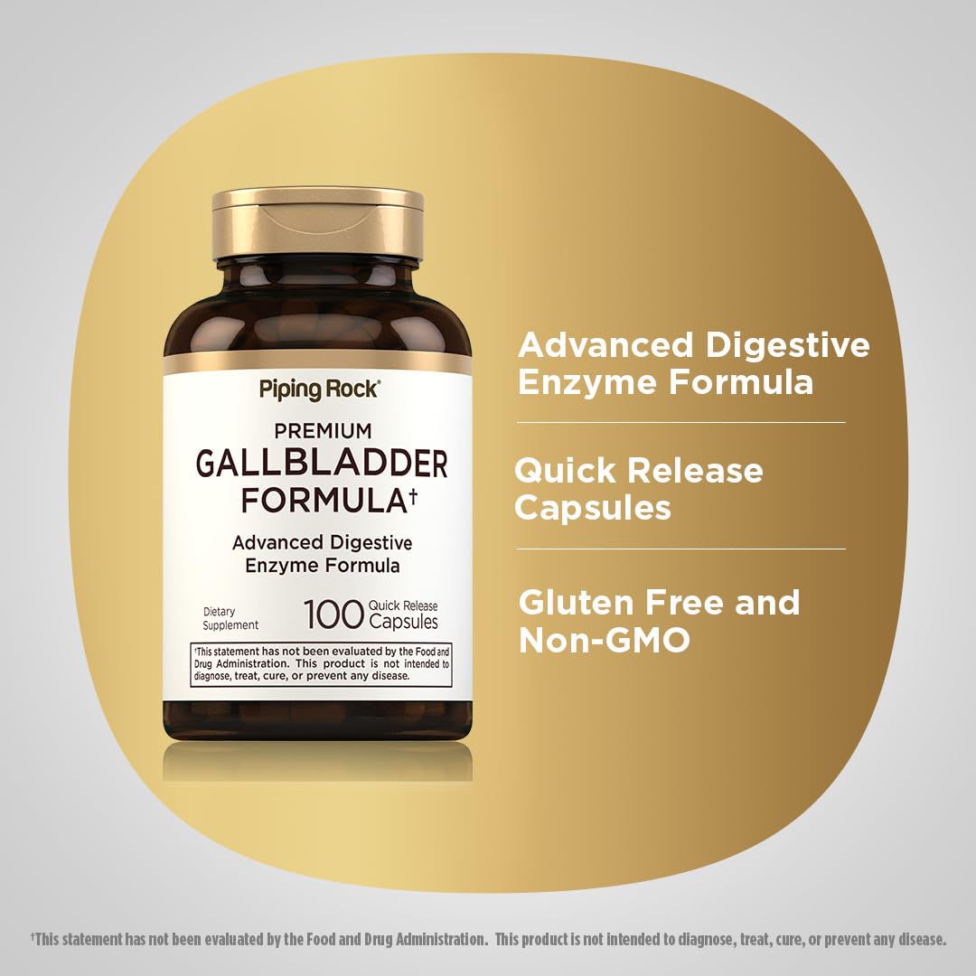 Piping Rock Gallbladder Formula | 100 Capsules | Advanced Digestive Enzyme Complete Formula for Men & Women | Non-GMO & Gluten Free Supplement