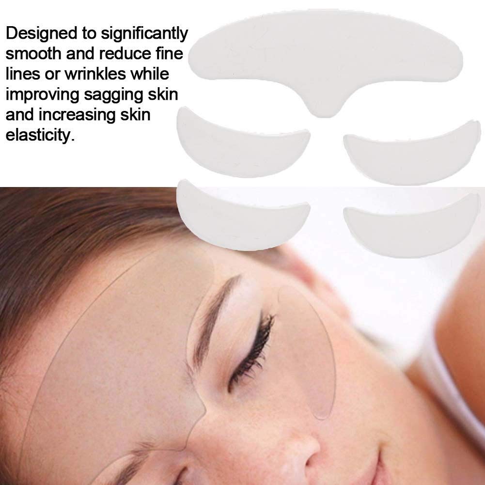 Face Wrinkle Patches, 5Pcs Anti Wrinkle Silicone Patch Pad Skin Lifting Reusable Washable Forehead Eye Face Patch Anti-Ageing for Rejuvenated Skin elasticity