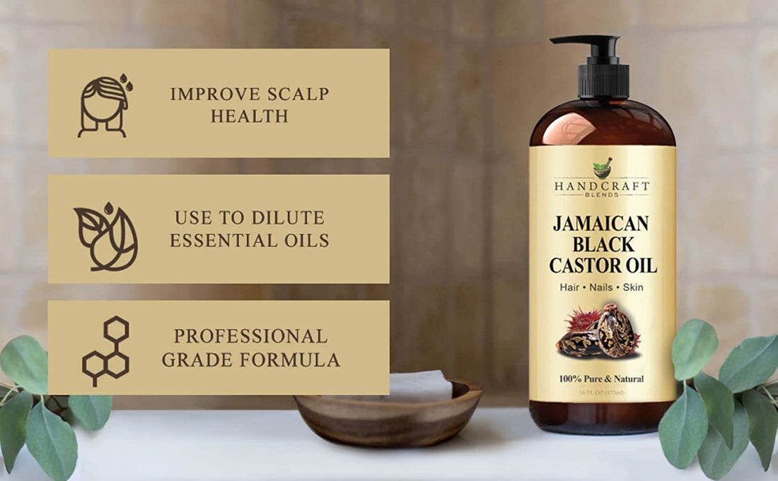 Handcraft Blends Jamaican Black Castor Oil - 16 Fl Oz - 100% Pure and Natural - Premium Grade Oil for Hair Growth, Eyelashes and Eyebrows - Carrier Oil - Hair and Body Oil