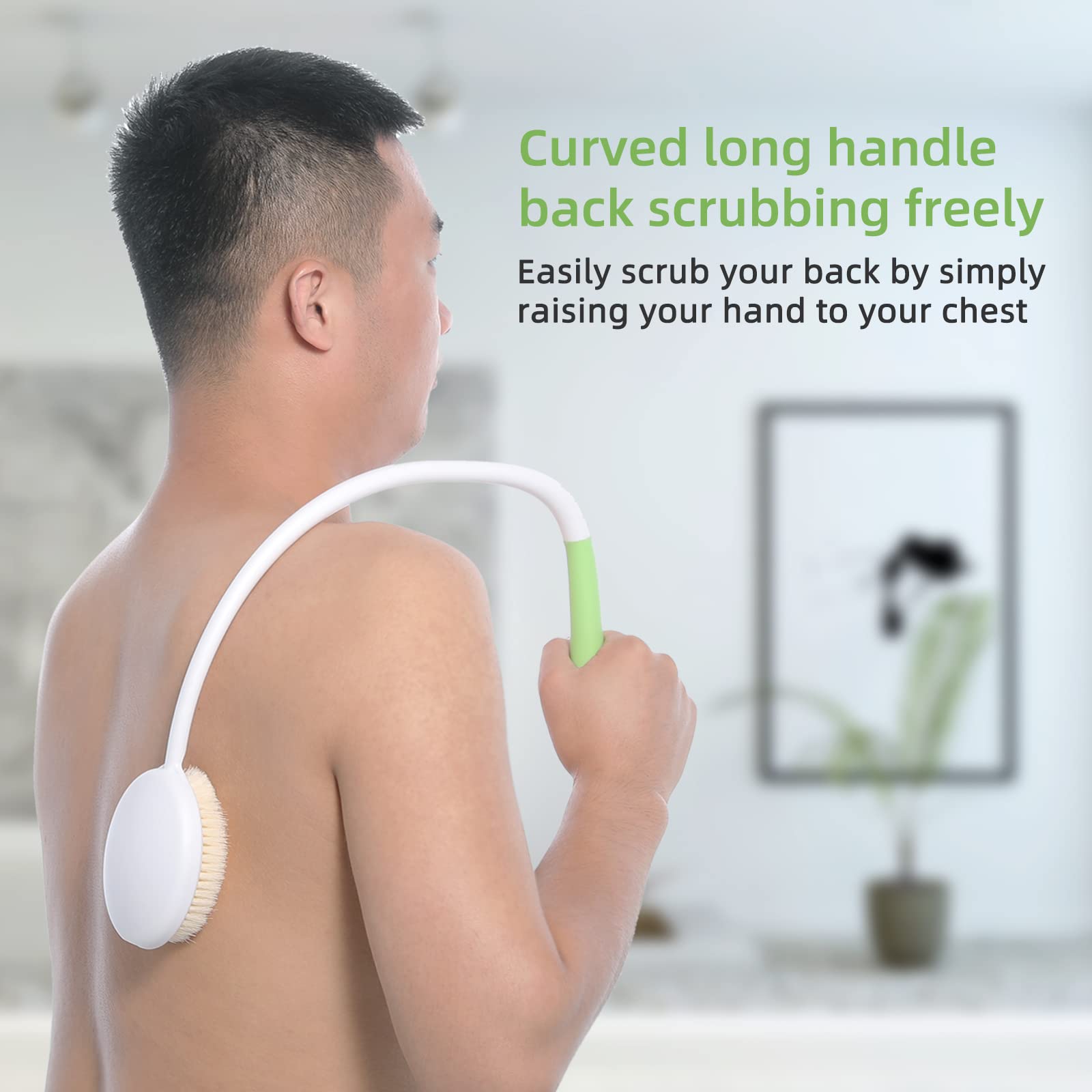 Fanwer 2 Pack Back Scrubber for Shower with Long Handle, 27.5 Long Handle Back Bath Brush for Elderly, Disabled, Limited Mobility, Post-Surgery, Frozen Shoulder,Men and Women