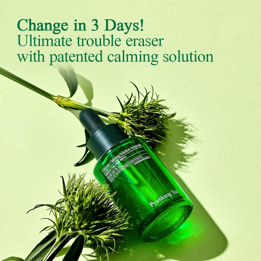 Pyunkang Yul [PKY] Ultimate Calming Solution Ampoule for Sensitive Skin with Patented Ingredients, Serum Intensely Calms & Soothes Redness with Cica & Tea Tree, Korean Skincare (1.01 Fl. Oz, 30ml)