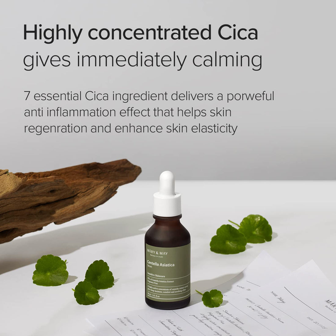 Mary&May Centella Asiatica Serum, 95% of Centella Asiatica Extract to soothe sensitive skin, Fragrance Free 1.01 fl oz