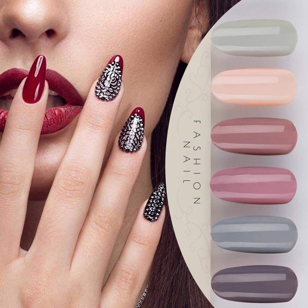 Vishine Gel Nail Polish Sets 6 Colors UV LED Soak Off Gel Polish Set Manicure Varnish Gift Set C005