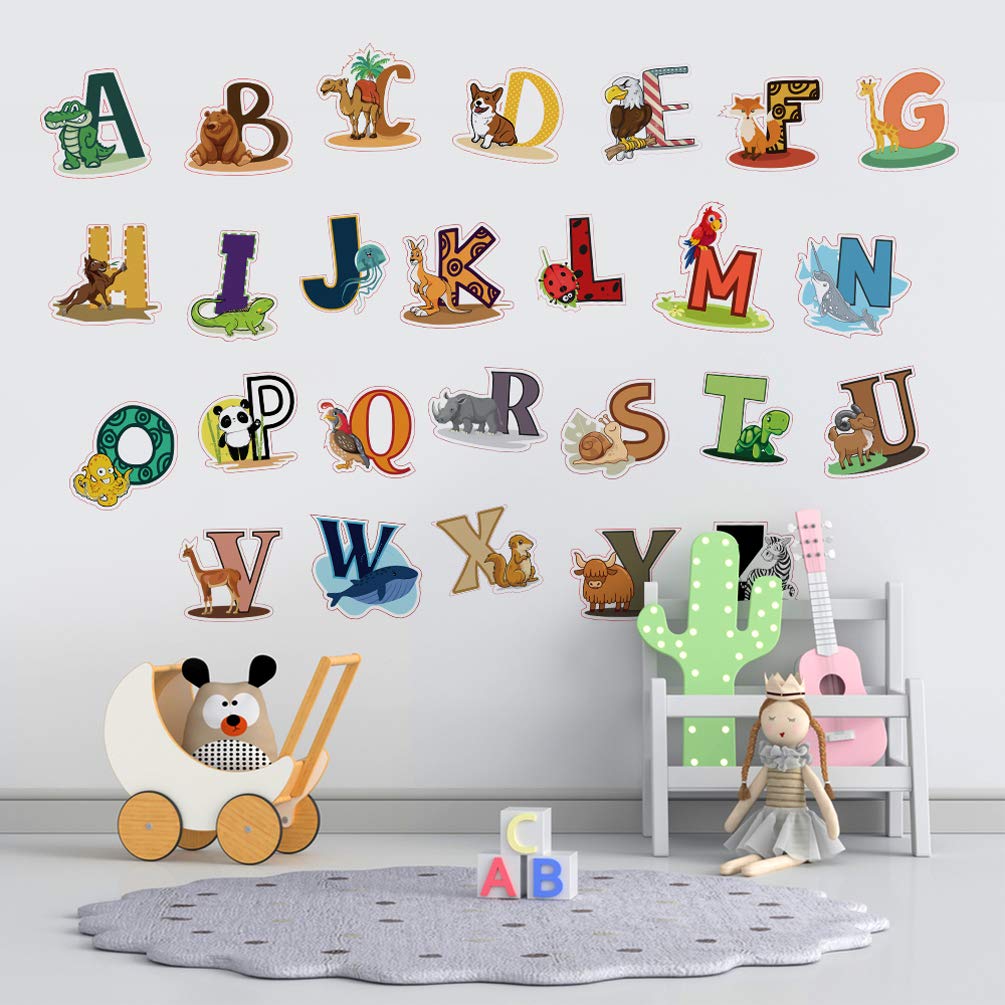 DEKOSH Alphabet Wall Decals - Colorful ABC Wall Stickers for Kindergarten, Playroom & Baby Nursery