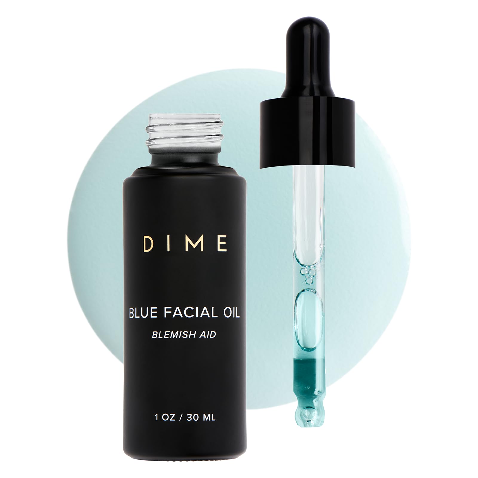 DIME Beauty Blue Facial Oil, Blemish Spot Treatment with Blue Tansy Oil, Black Cumin Seed Oil, Rosehip Oil, and Grapeseed Oil, 1 oz / 30 mL