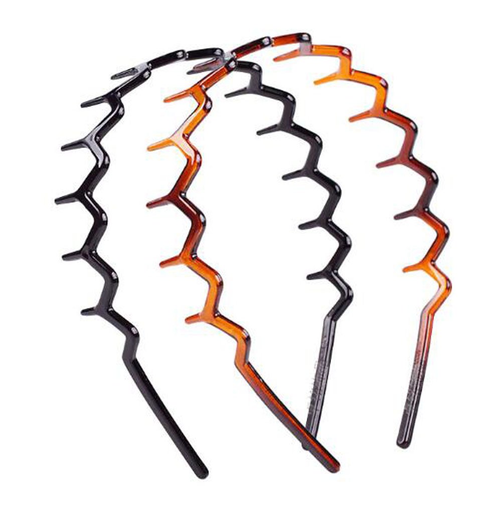 4Pcs Comfortable Shark Tooth Comb Headband Zigzag Hair Band Toothed Headband Women Men Girls Hair Accessory (A#)