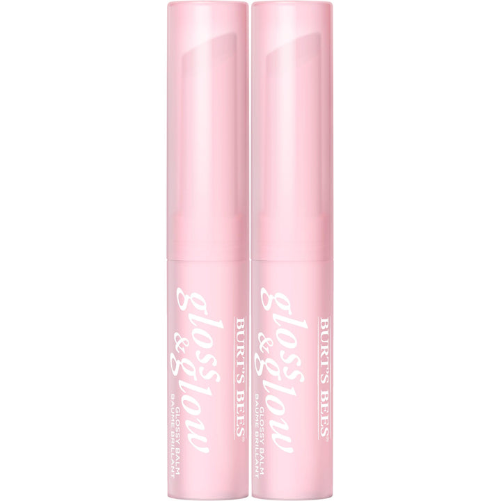 Burts Bees Gloss and Glow Glossy Balm, 100% Natural Origin, Eat, Drink and Be Cherry, 1 Tube, Pack of 2