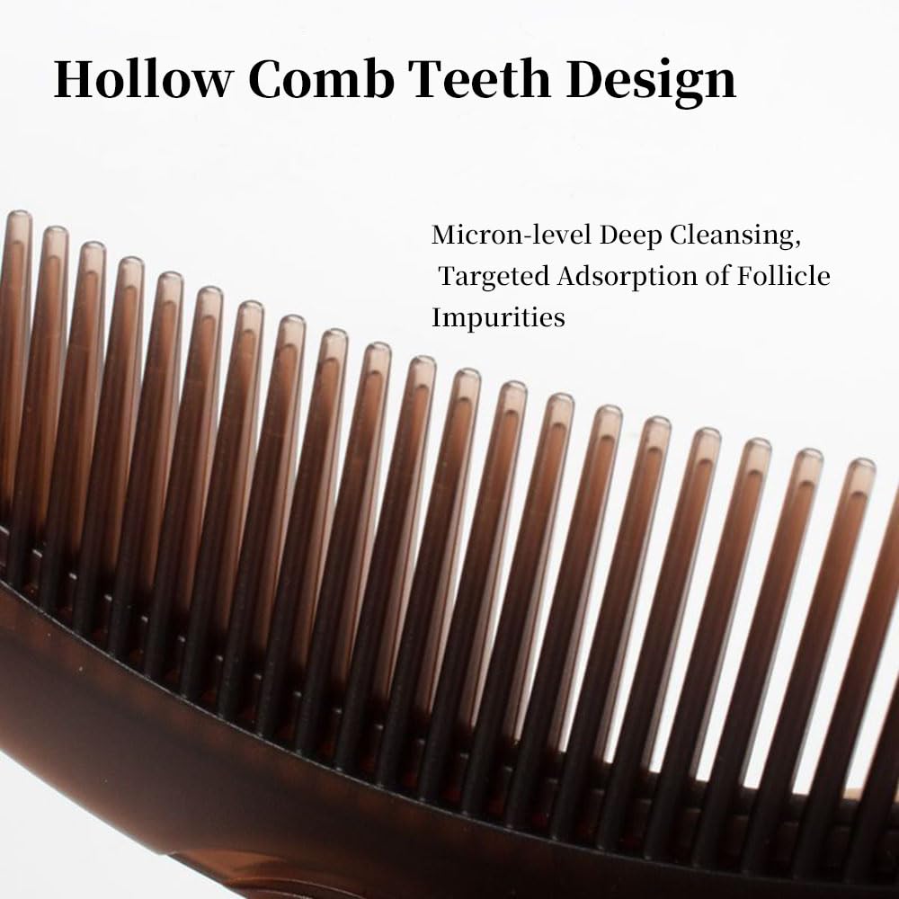 Dandruff Comb with Self-Cleaning Hollow Teeth & Massage Handle - Scalp Detox Comb for Flakes, Oil Removal - Dandruff Scalp Hair Combs for Women/Men/Kids
