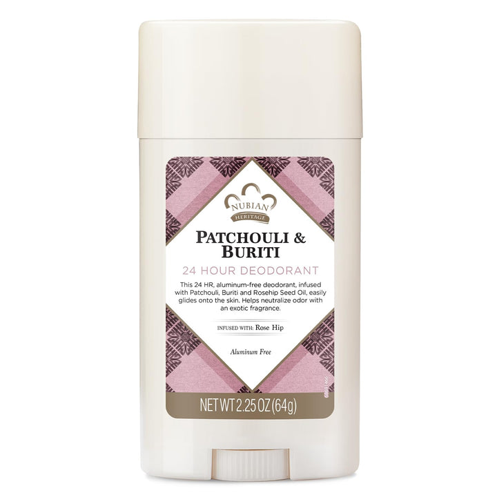 Nubian Heritage Patchouli & Buriti 24 Hour Deodorant Stick, 2.25 Ounce
