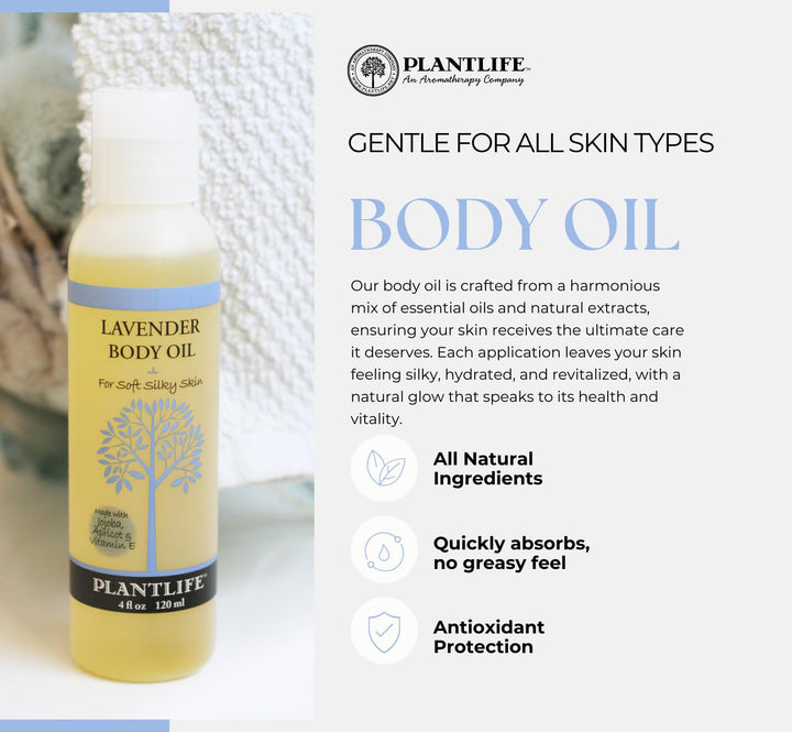 Lavender Body & Bath Oil with Vitamin E, Apricot & Jojoba- 4 oz.