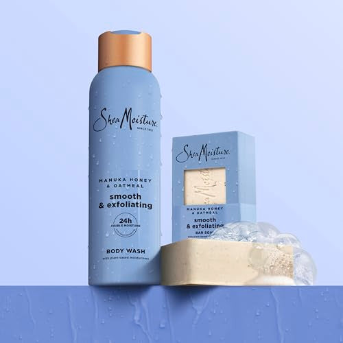 SheaMoisture Bar Soap Manuka Honey Oatmeal 4 Count Smoothing & Exfoliating Smooth and Exfoliating bar soap with 24h shea moisture nutrients for Healthy, Glowing Skin 8 oz