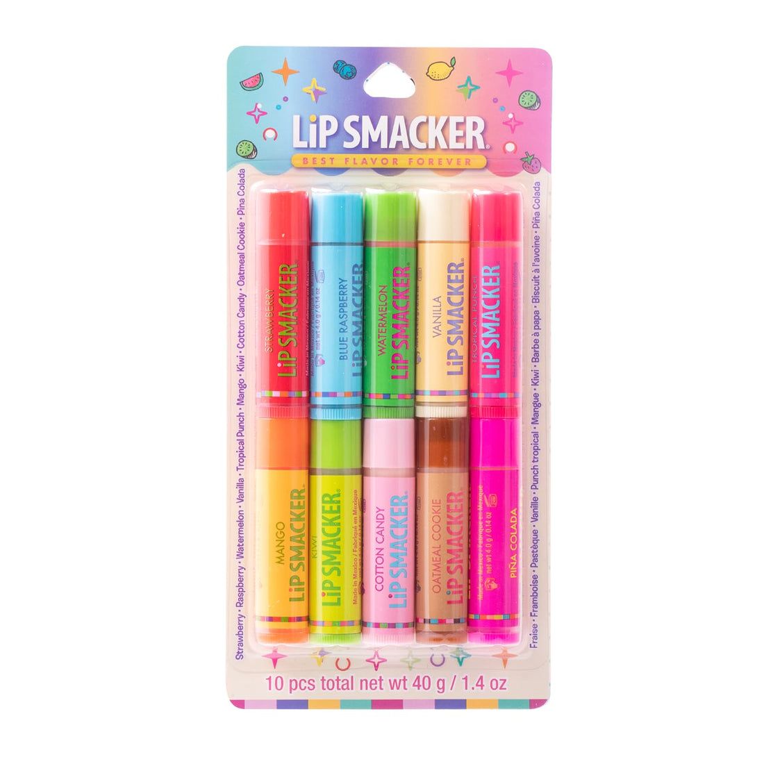 Lip Smacker Original & Best Party Pack - 10 Moisturizing Lip Balms, Classic Flavors, Hydrating & Protecting - Cruelty-Free- Oatmeal Cookie