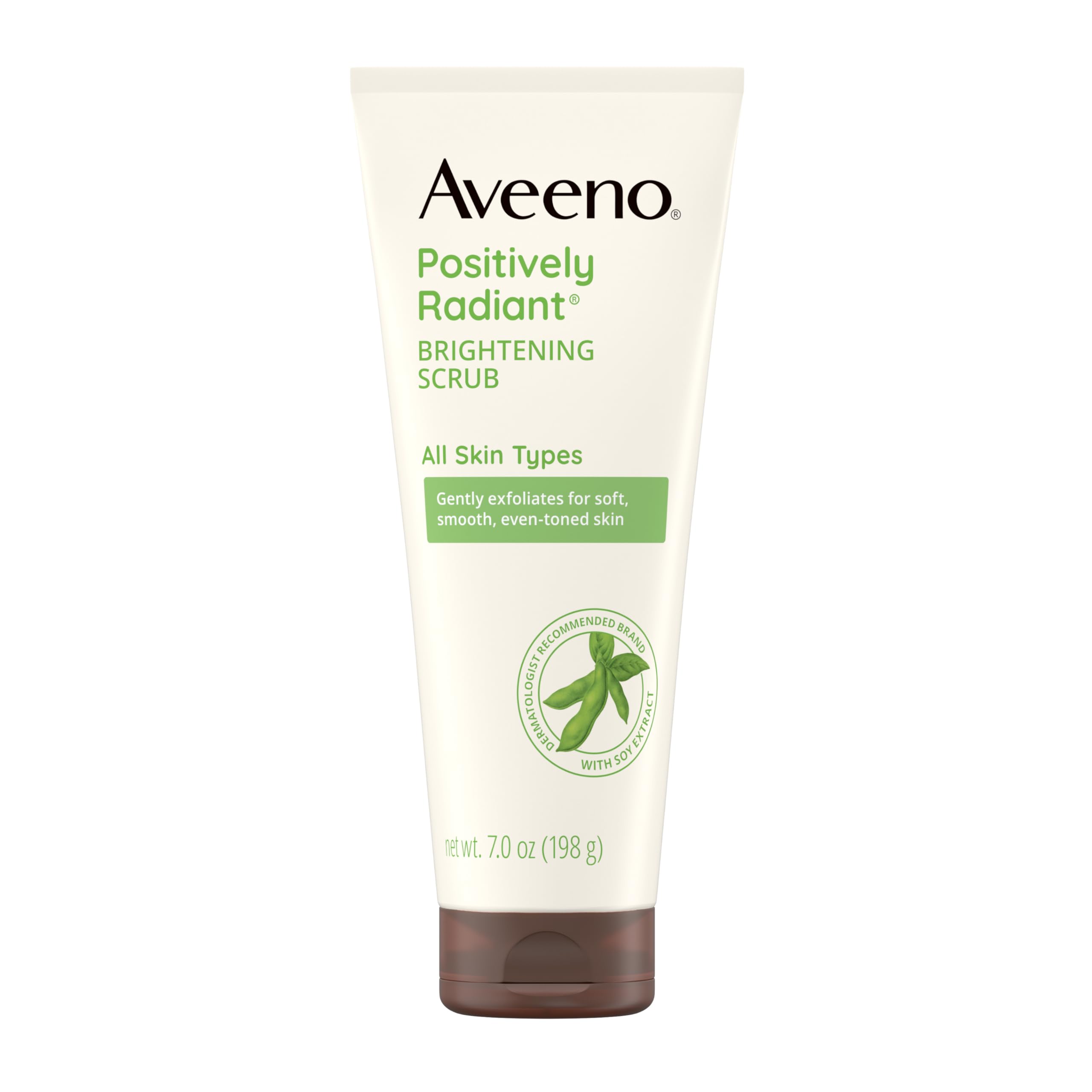 Aveeno Positively Radiant Skin Brightening Exfoliating Daily Facial Scrub, Moisture-Rich Soy Extract, helps improve skin tone & texture, Oil-& Soap-Free, Hypoallergenic, 7 oz