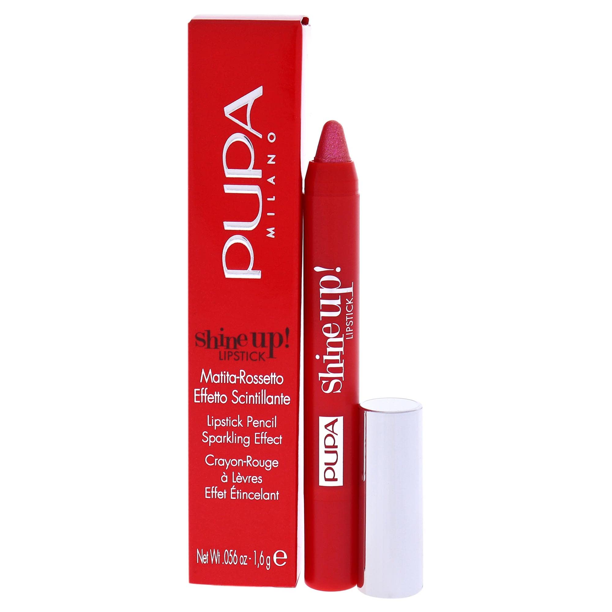 Pupa Milano Shine Up! Lipstick - Shimmering Effect Lipstick-Pencil - Subtle And Sensory Texture - Adheres Perfectly, Precisely and Flawlessly - 002 First Love - 0.056 Oz