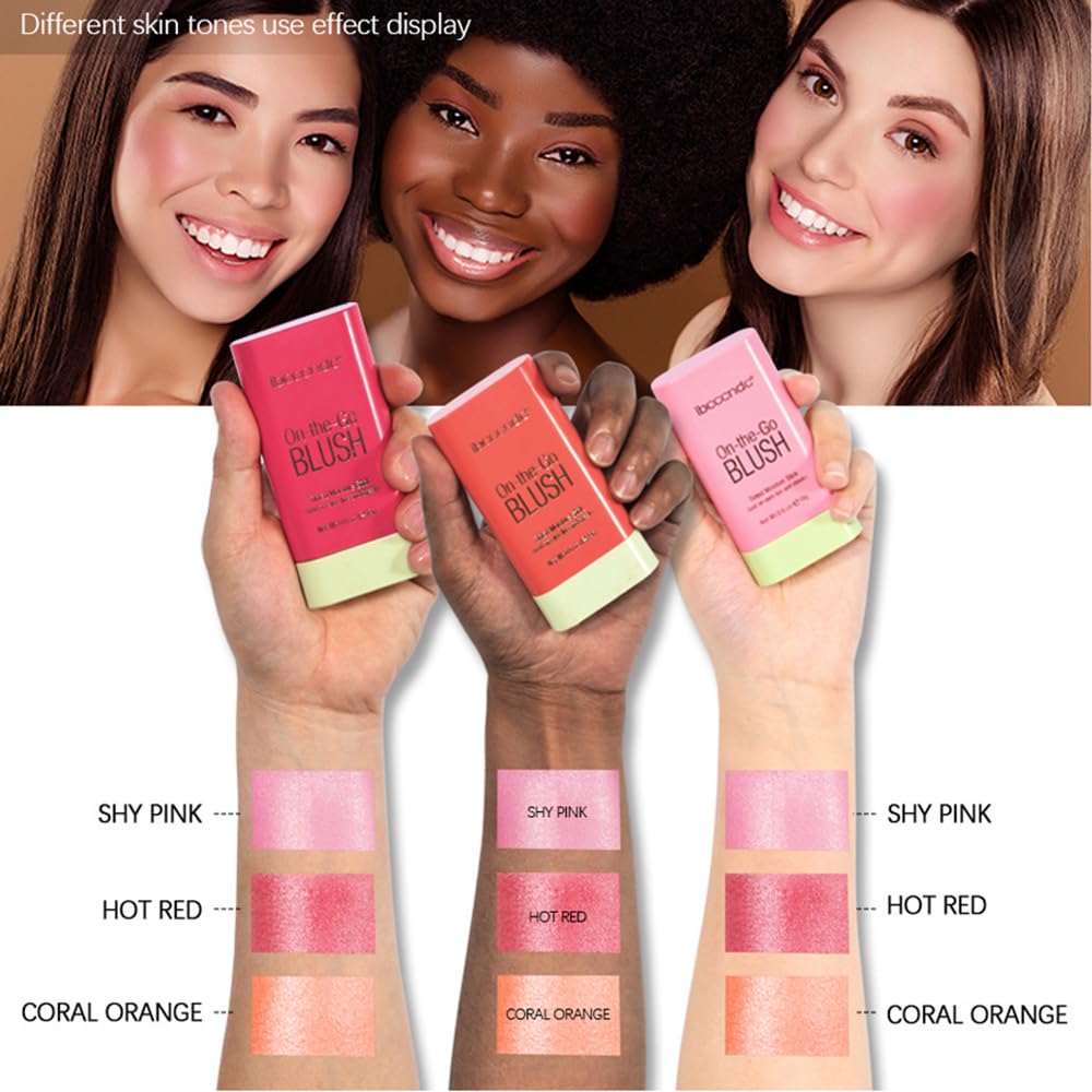 Mysense Pink Cream Blush Stick, Multi-use Makeup Blush for Cheeks Lips Eyes, Natural Matte Finish Waterproof Long-Lasting, 01 Shy Pink