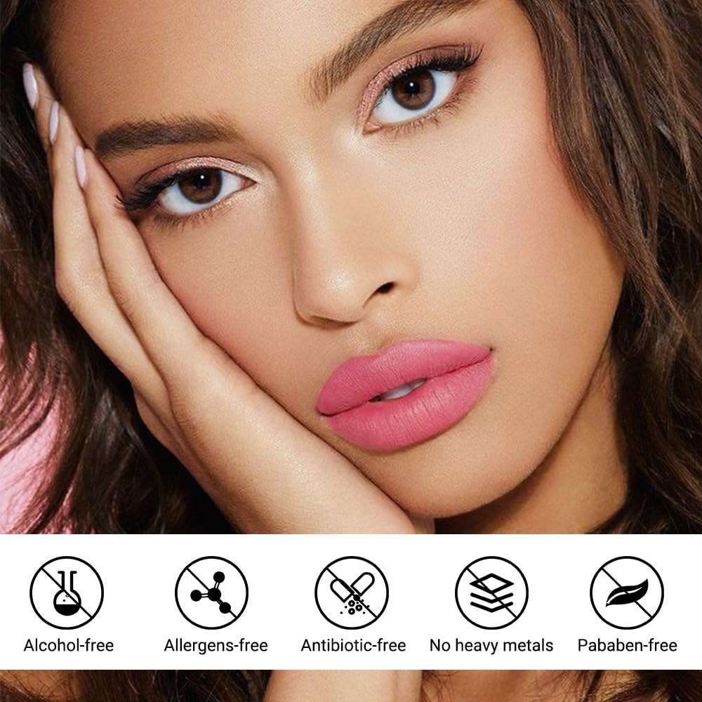 evpct Lip Tains Peel off, Peel off Lip Liner Tattoo Lip Stain Tint Gloss Marker Makeup, Long Lasting Waterproof 24 Hours Matte Finish Transfer-proof Pigmented Color Stay Lipsticks, 120 Light Red