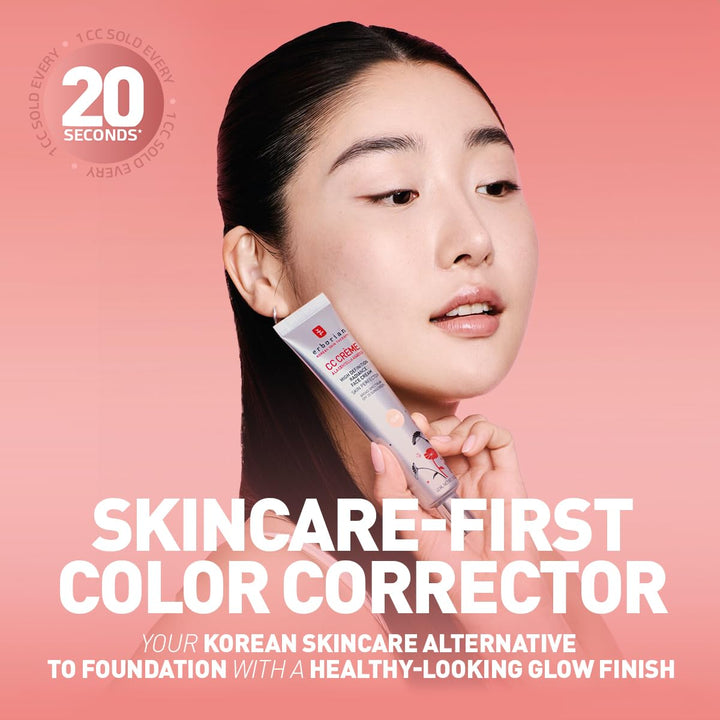 Erborian Color Correcting CC Cream with Centella Asiatica, Fair (Clair) - Light Multi-Purpose Facial Concealer with Illuminating Finish Soothes & Hydrates - SPF Korean Skincare Skin Perfector - 0.5 Oz