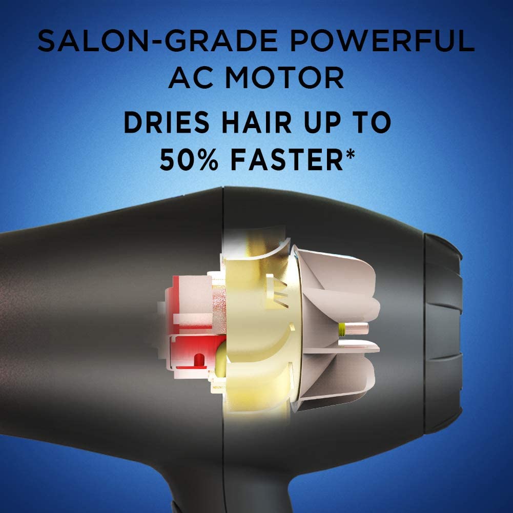 Wazor Professional Hair Dryer Ionic Ceramic Tourmaline Blow Dryer 1875W Far Infrared Heat Dryer With 3 Blow Dry Attachments and Heat&Speed Settings for Hair Styling