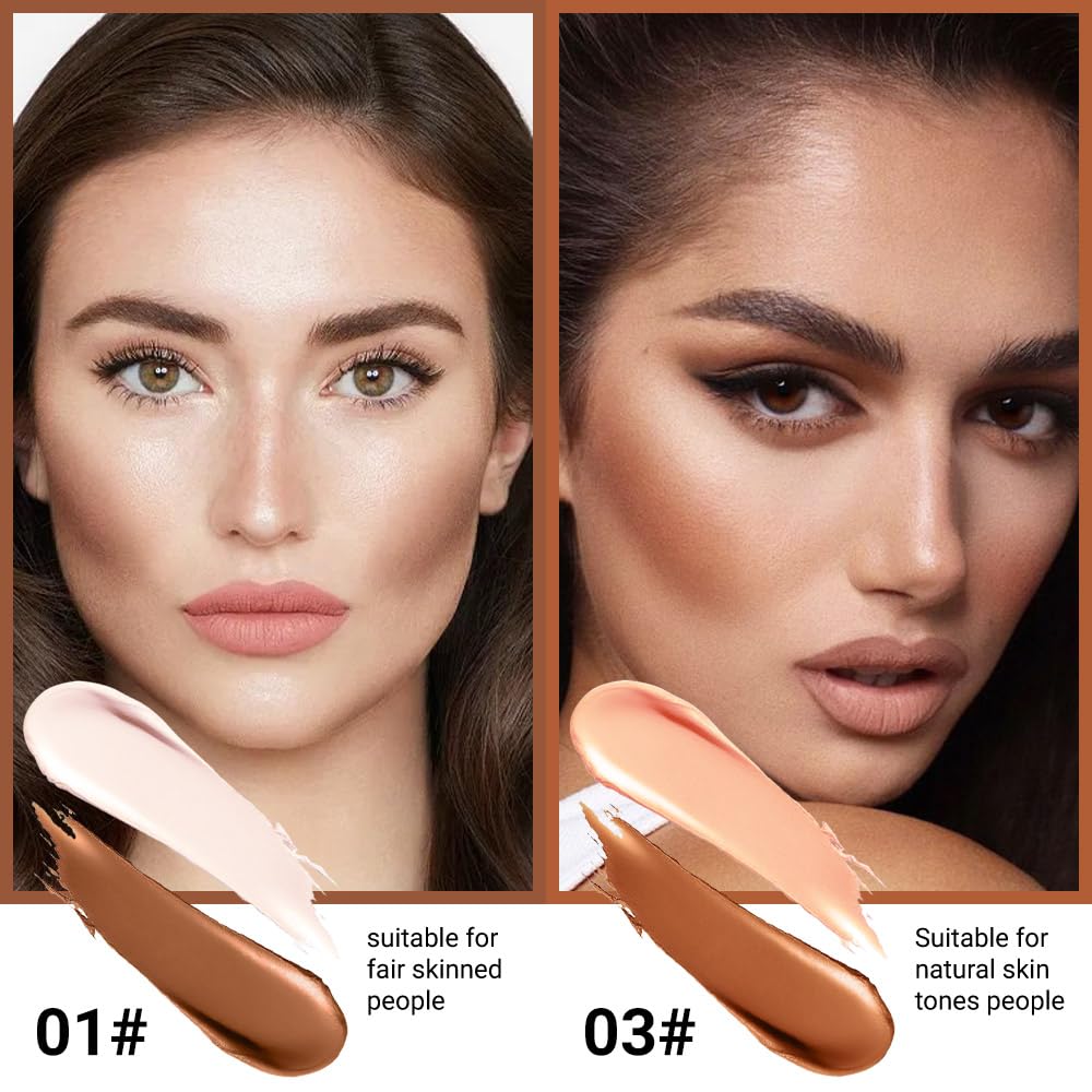 Kaely 4 Color Highlighter Contour Stick,Cream Contour Palette Kit for Beginners,Bronzer Contouring Sticks,contorno maquillaje para mujer en oferta,Concealer Stick Primer Face Makeup Brightener,01+03