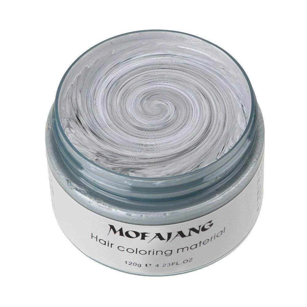 MOFAJANG Unisex Hair Wax Color Dye Styling Cream Mud, Natural Hairstyle Pomade, Washable Temporary,Party Cosplay (Ash Matte Grey)
