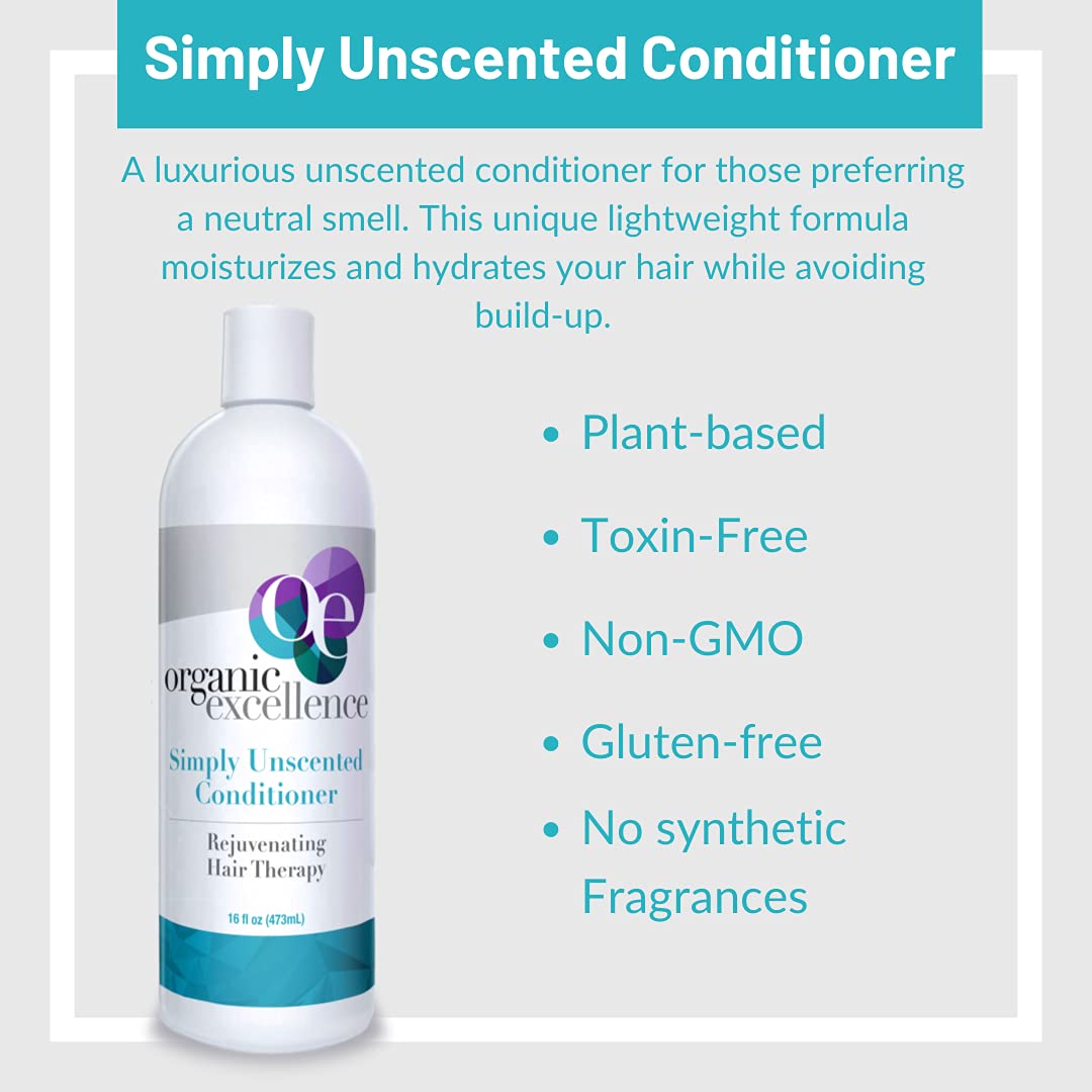 Organic Excellence Sulfate Free Conditioner - Fragrance, Gluten, Paraben Free, Color Safe. Organic Herb Extracts and Oils, Natural Hair Care for the Whole Family, 16 fl ounces (473 ml)
