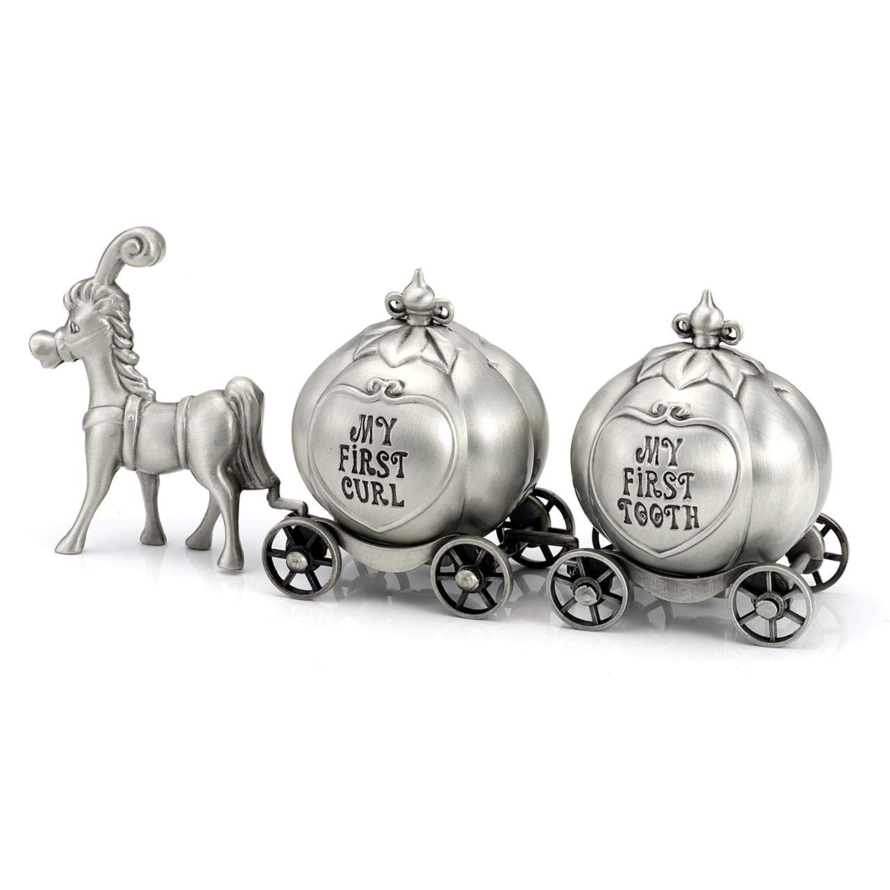 Yoption Baby First Haircut Keepsake and First Tooth Fairy Box Set, Zinc Alloy Pumpkin Carriage Baby Dropped Tooth Keepsake Storage Box Gift