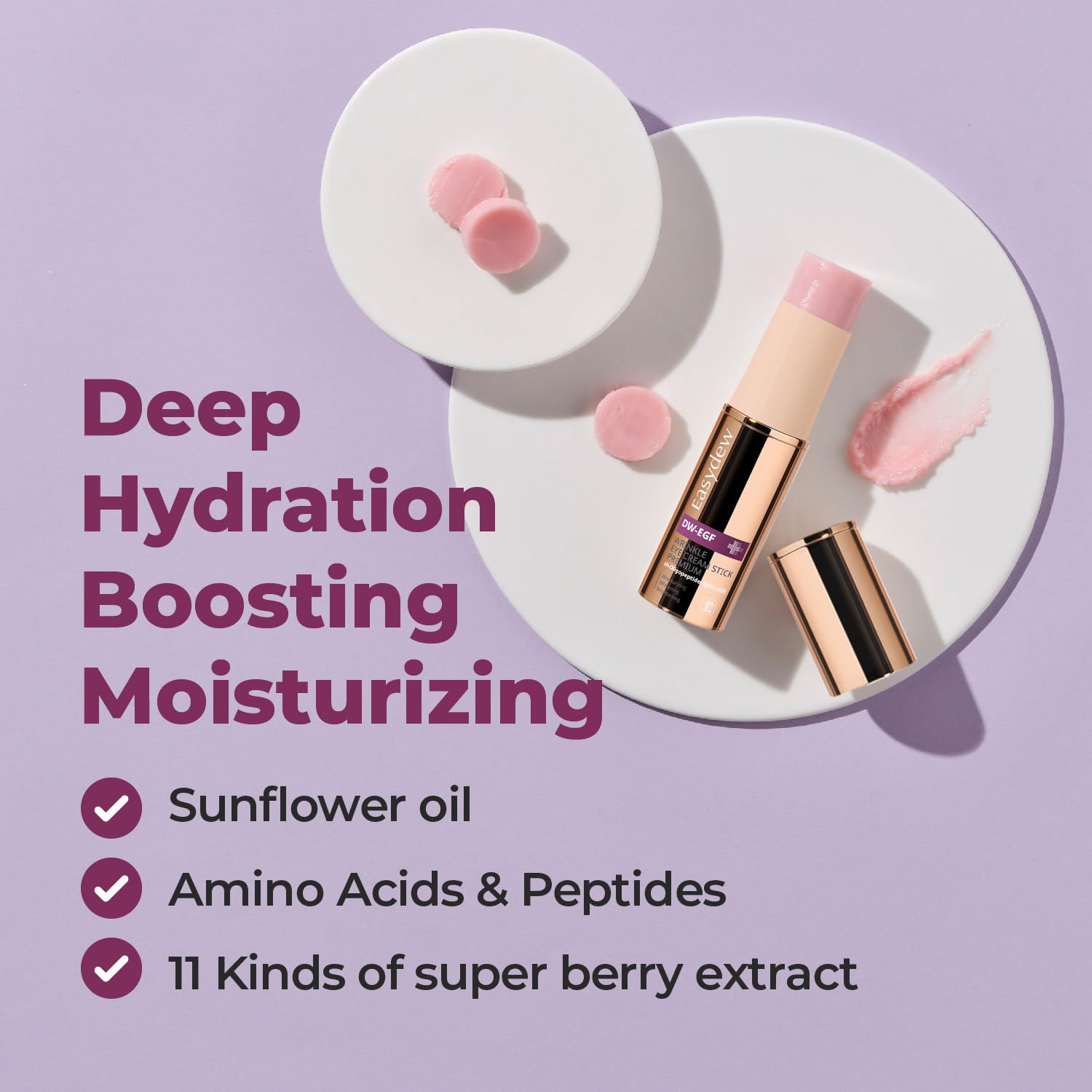 EASYDEW EGF Plumping Peptides Eye Stick Balm for Fine Lines, Wrinkles & Sagging Skin, On-the-go Dark Circle Under Eye Treatment I Not Tested on Animals, Clean K-Beauty, 8g