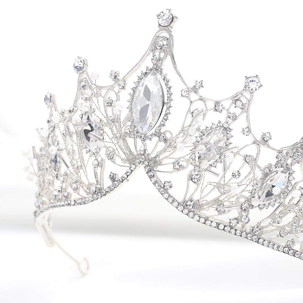 Unicra Wedding Crowns and Tiaras Costume Rhinestones Silver Flower Queen Crown Bridal for Women and Girls (A Silver)