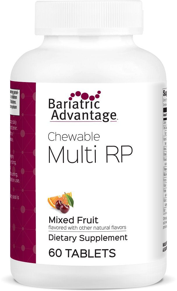 Bariatric Advantage Chewable RP Multivitamin - for Bariatric Surgery Patients - with Iron, Copper, Vitamin C, A, Zinc & More - 100% DV of 18 Nutrients - 60 Count - Mixed Fruit