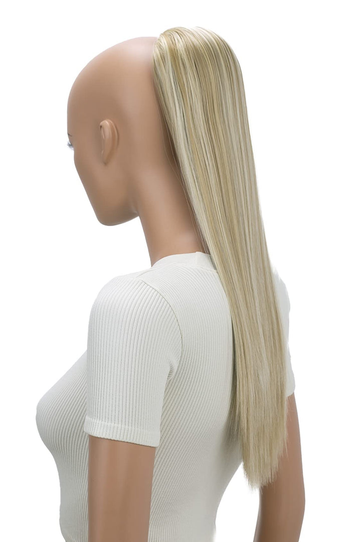 PRTTYSHOP 22 Hairpiece Ponytail Extension Drawstring Voluminous Straigth Natural Blonde With Highlights PH527