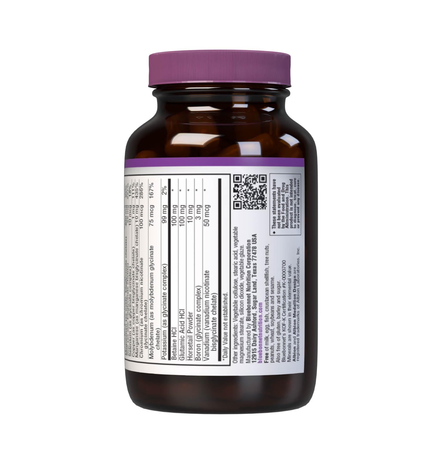 Bluebonnet Nutrition High Potency Chelated Multiminerals (Iron-Free), Albion Chelated Minerals, Soy-Free, Gluten-Free, Non-GMO, Kosher Certified, Dairy-Free, 60 Caplets, 20 Servings