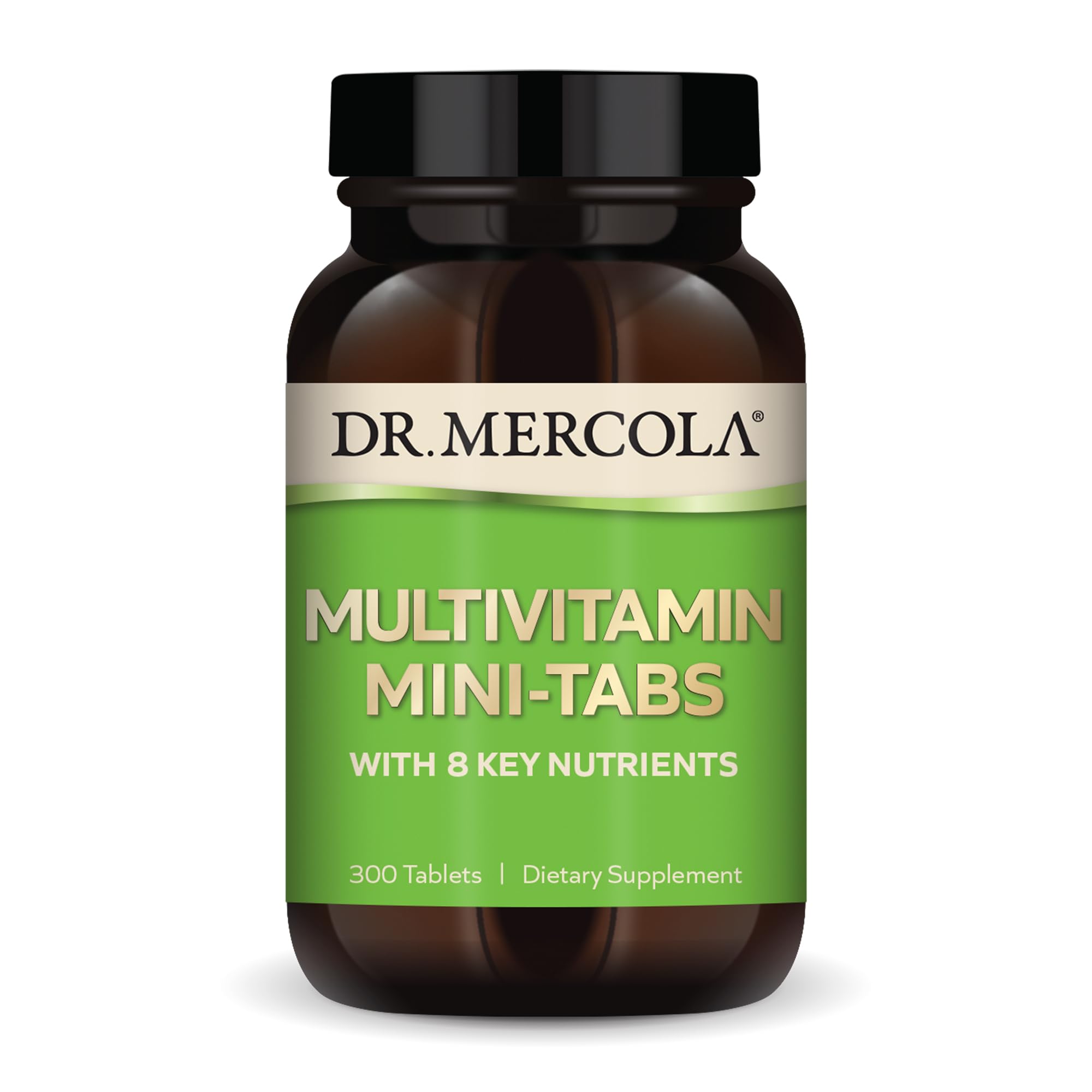 Dr. Mercola Multivitamin Mini-Tabs, 30 Servings (300 Tablets), with 8 Key Nutrients, Dietary Supplements, Supports Immune and Brain Health, Non-GMO