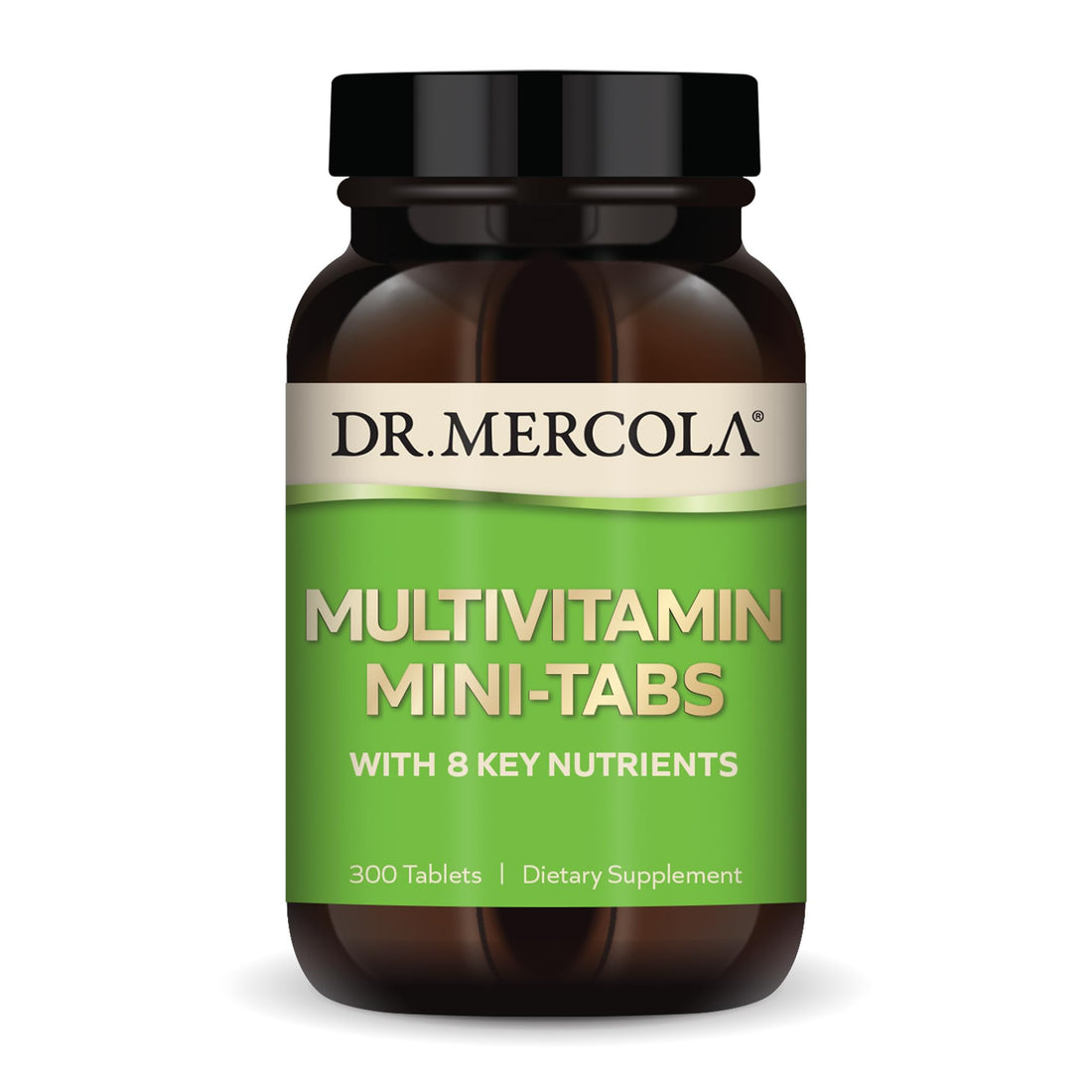 Dr. Mercola Multivitamin Mini-Tabs, 30 Servings (300 Tablets), with 8 Key Nutrients, Dietary Supplements, Supports Immune and Brain Health, Non-GMO