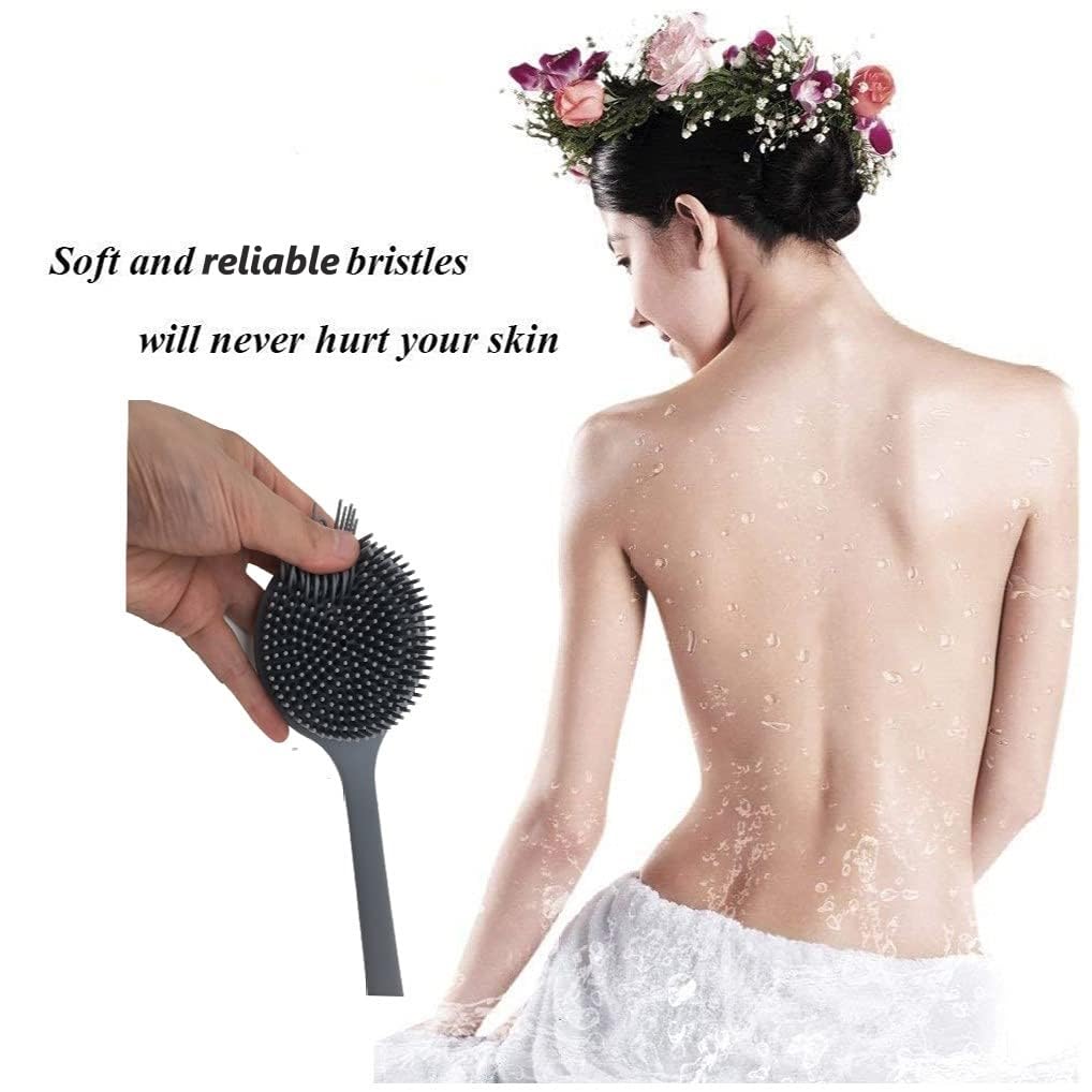 Cinlitek Silicone Body Scrubber - Long Handle Back Scrubber, Shower Exfoliator