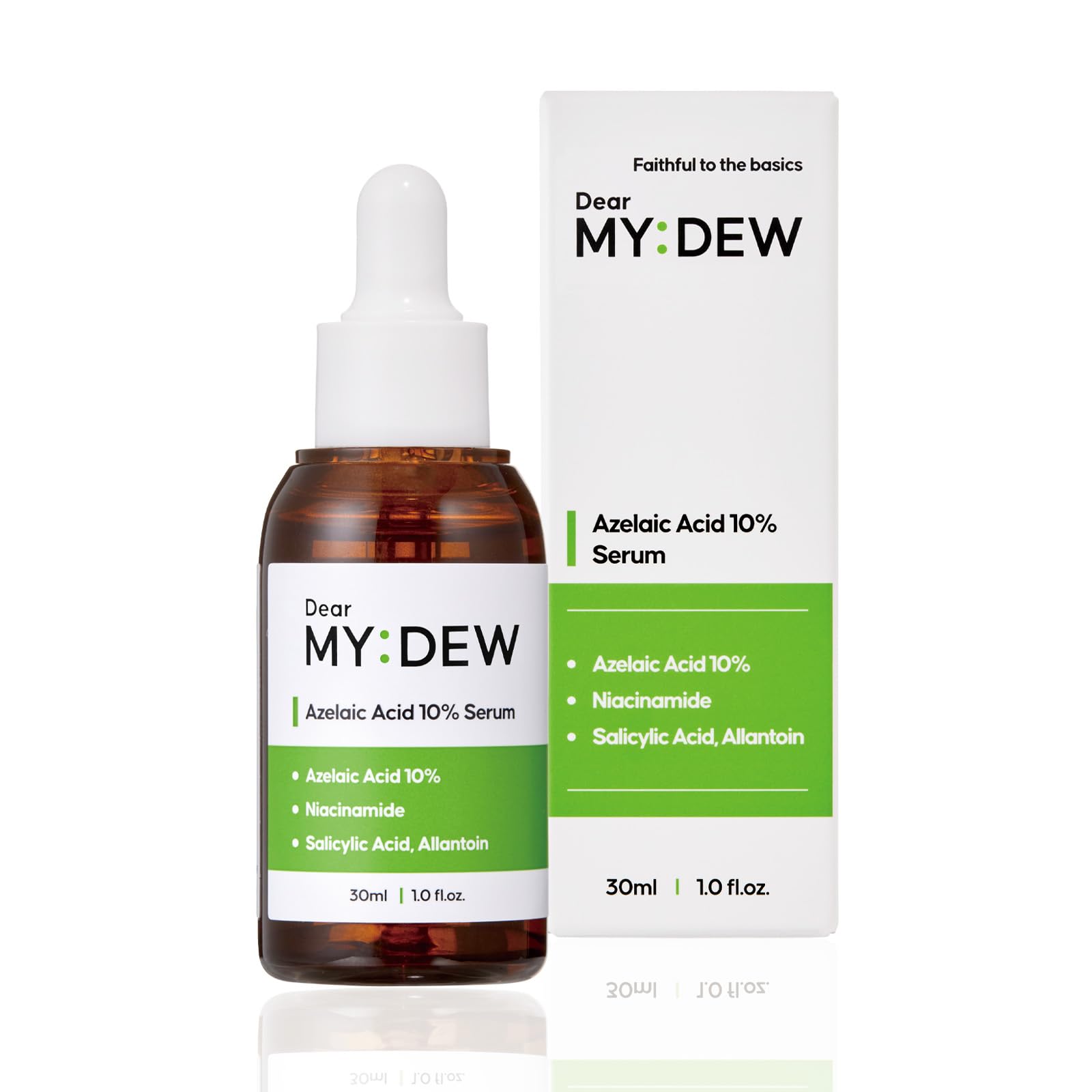 DearMYDEW 10% Azelaic Acid Serum with Niacinamide, Salicylic Acid, Allantoin, Rosacea Treatment for Face Redness Relief, Reduce Cystic Acne Scar, Pimples, Non-Comedogenic, Korean Skincare, 1Fl Oz