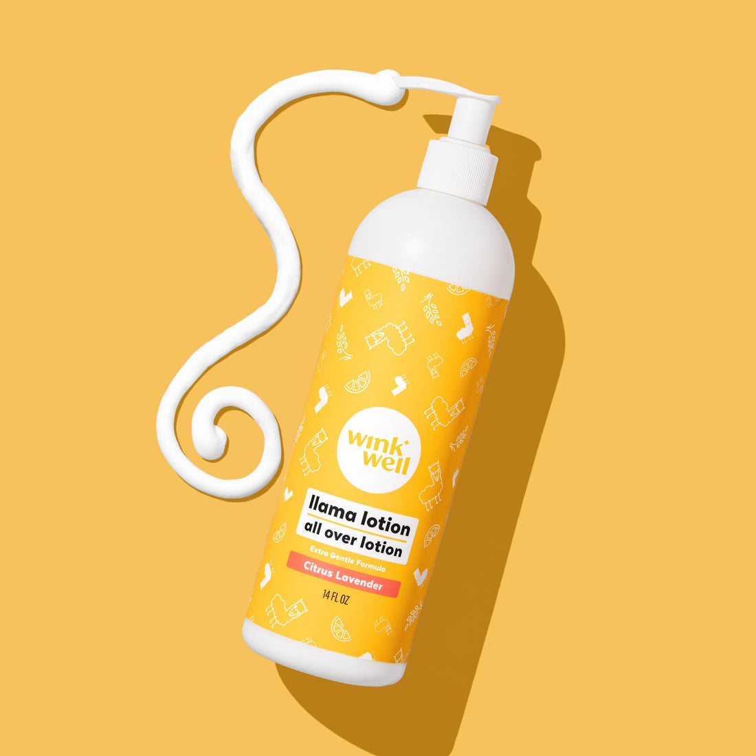 14 Oz Wink Naturals Calming Baby Llama Lotion, No Harsh Chemicals, Soft Snuggly Skin, Paraben-Free, Natural Relief, Dye-Free, Moisturizing Lavender Citrus Essential Oils