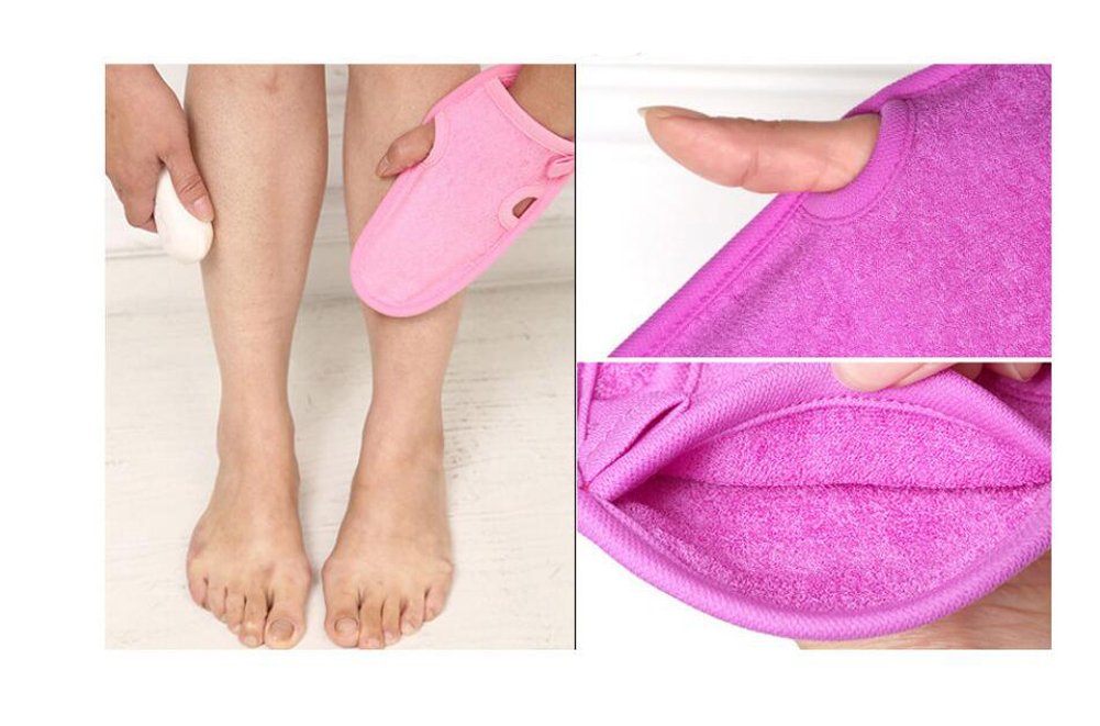 UPSTORE 3PCS 8.2'' x 4.5'' Back Rubbing Bathing Shower Exfoliating Mitts Towel Massage Loofah Scrub Spa Mitten for Unisex Children Adult(Color Random)
