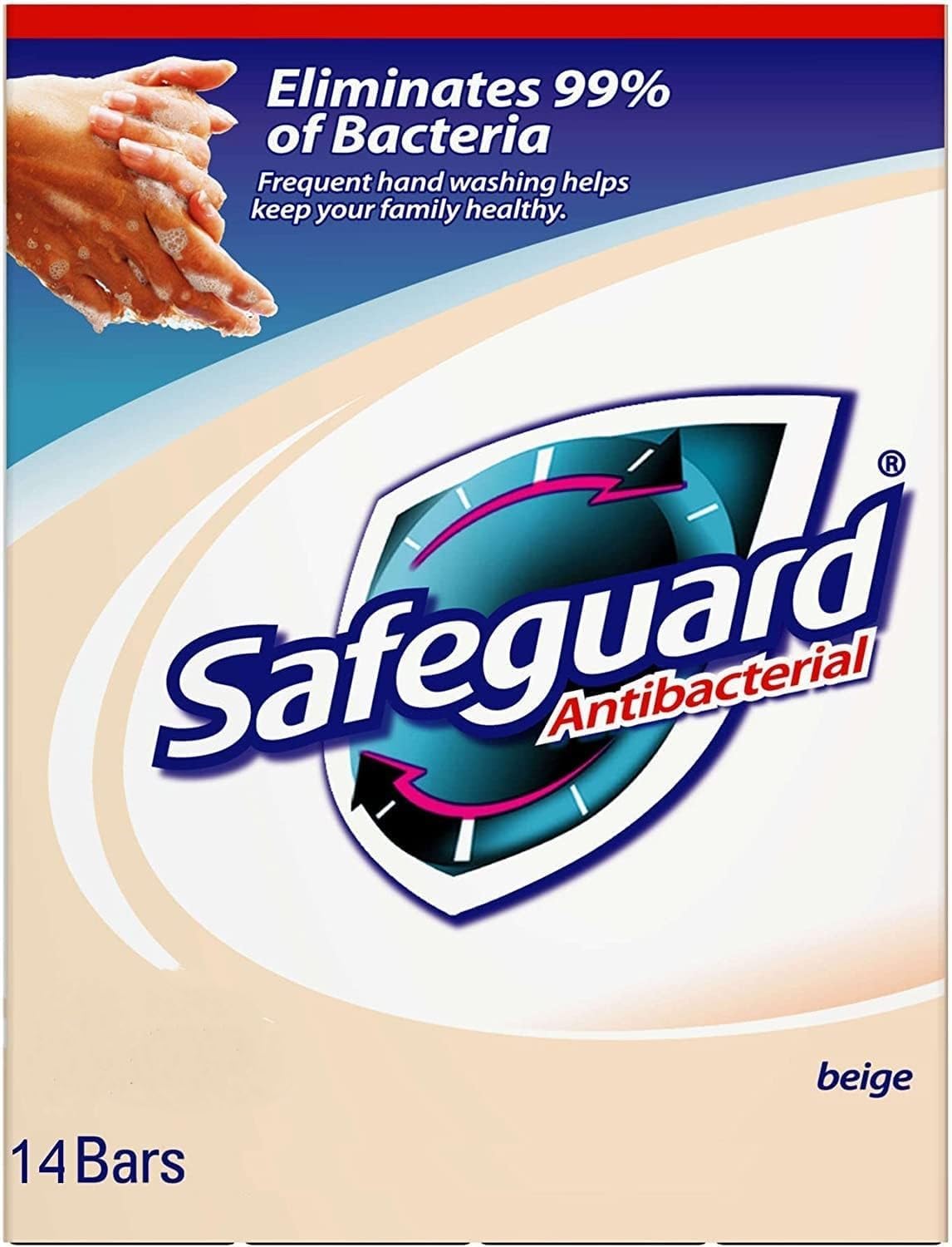 Safeguard 14 bars 4 ounce (113 gram) each beige washes away bacteria antibacterial soap bar
