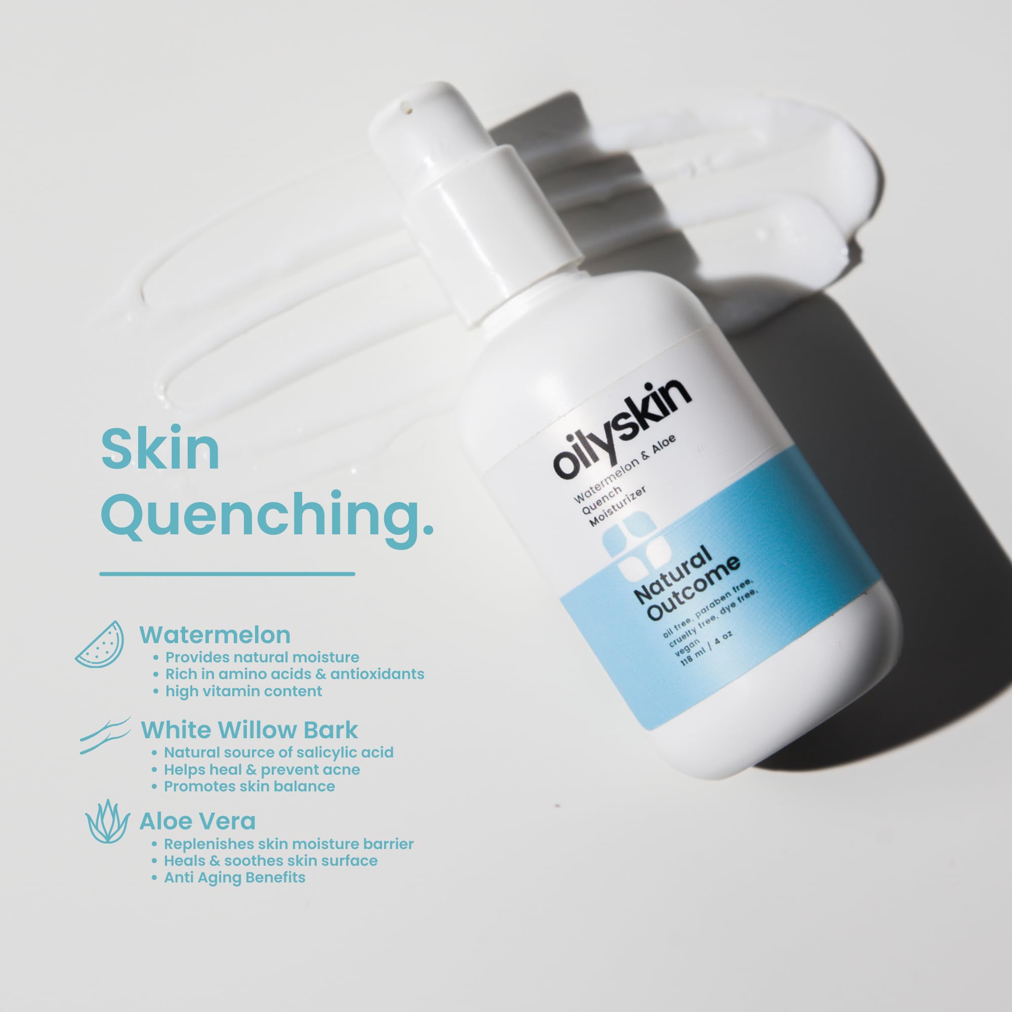 Oily Skin Moisturizer | Oil Free Daily Facial Moisturizer Gel w/Hyaluronic Acid | Watermelon & Aloe Vera Hydrating Face Lotion | Non-Greasy Lotion for Oily Skin Types | 4 oz by Natural Outcome