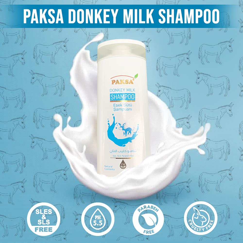 Paksa Donkey Milk Nourishing Shampoo | For Full and Healthy Hair | Makes Hair Voluminous and Fuller | Enriched with the Goodness of Jojoba Oil | Sulfate Free Natural Shampoo | Quantity 300ml
