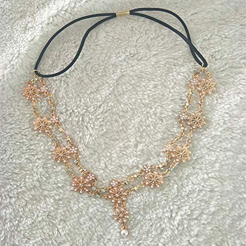 Kercisbeauty Boho Lace Hollow Out Flower with Freshwater Pearl Pendant Kercisbeauty Boho Vintage Multi Layer Hand of Fatima Pendant Head Chain Headband Head piece Hair Vine Hoop For Prom Banquet Feast