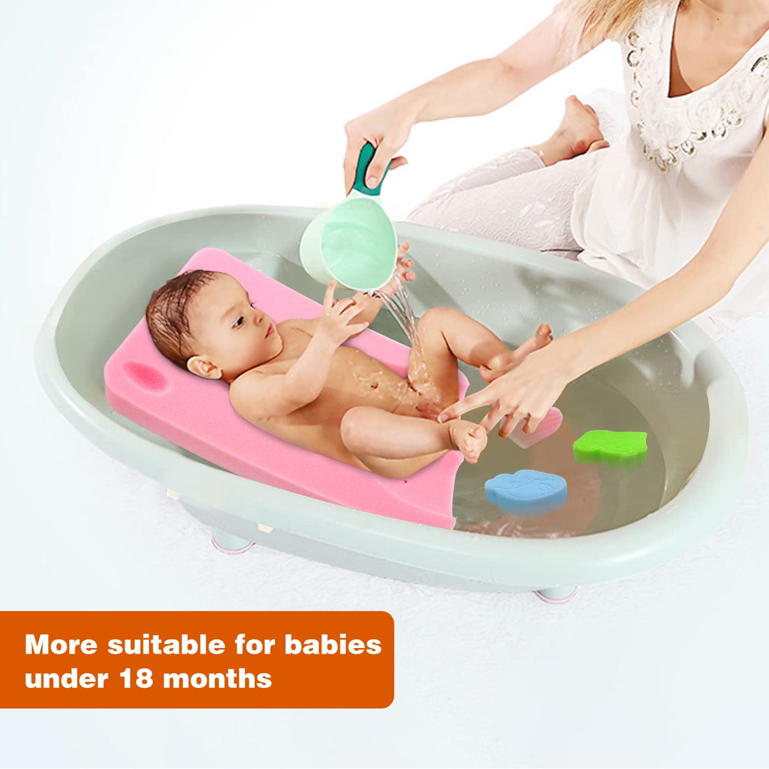 HALLO Baby Bath Sponge Soft Infant Bath Mat Newborn Cushion Odor Free (Pink)