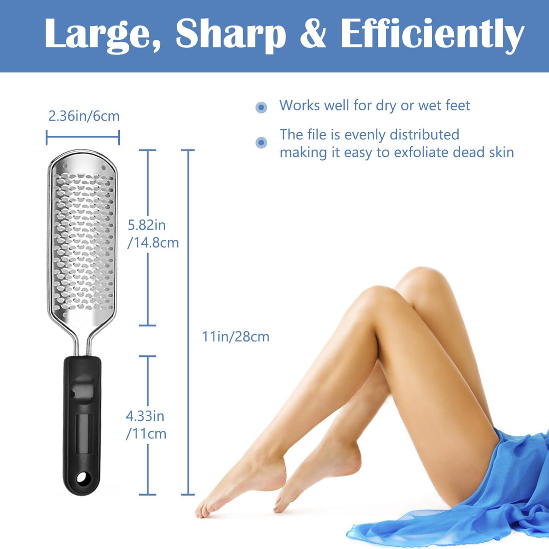Foot Scrubber 2pcs, Callus Remover for Feet with Stainless Steel, Foot File Set of 2, Pedicure Tools, Foot Scrub Supplies