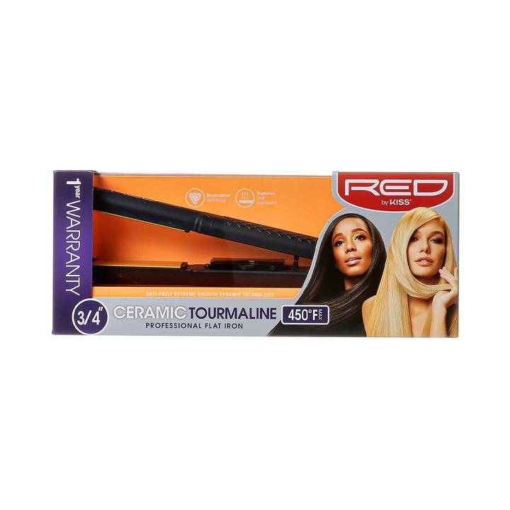 Kiss Products Red Ceramic Tourmaline Professinal Flat Iron, 0.75 Inch, 1 Pound