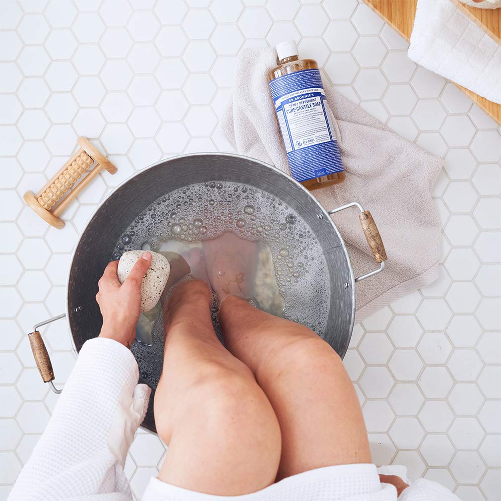 Dr. Bronnerââ‚¬â„¢s - Pure-Castile Liquid Soap (Peppermint, 32 ounce and 2oz bundle) - Made with Organic Oils, 18-in-1 Uses: Face, Body, Hair, Laundry, Pets and Dishes, Concentrated, Vegan, Non-GMO