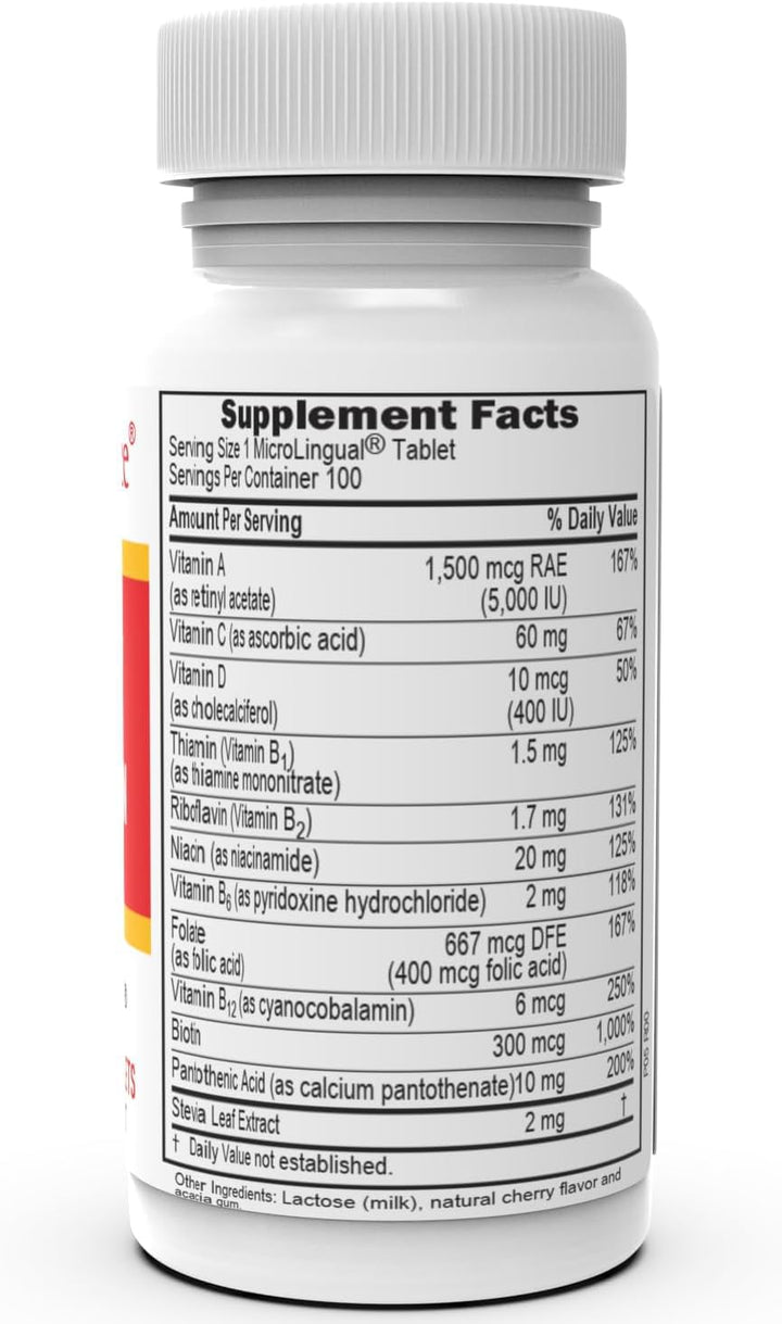Superior Source One Daily Multi-Vitamin, Quick Dissolve MicroLingual Tablets, 100 Ct, with Vitamins A, C, D3, E, B12 and All B Vitamins, Stress, Heart & Immune Support, Non-GMO