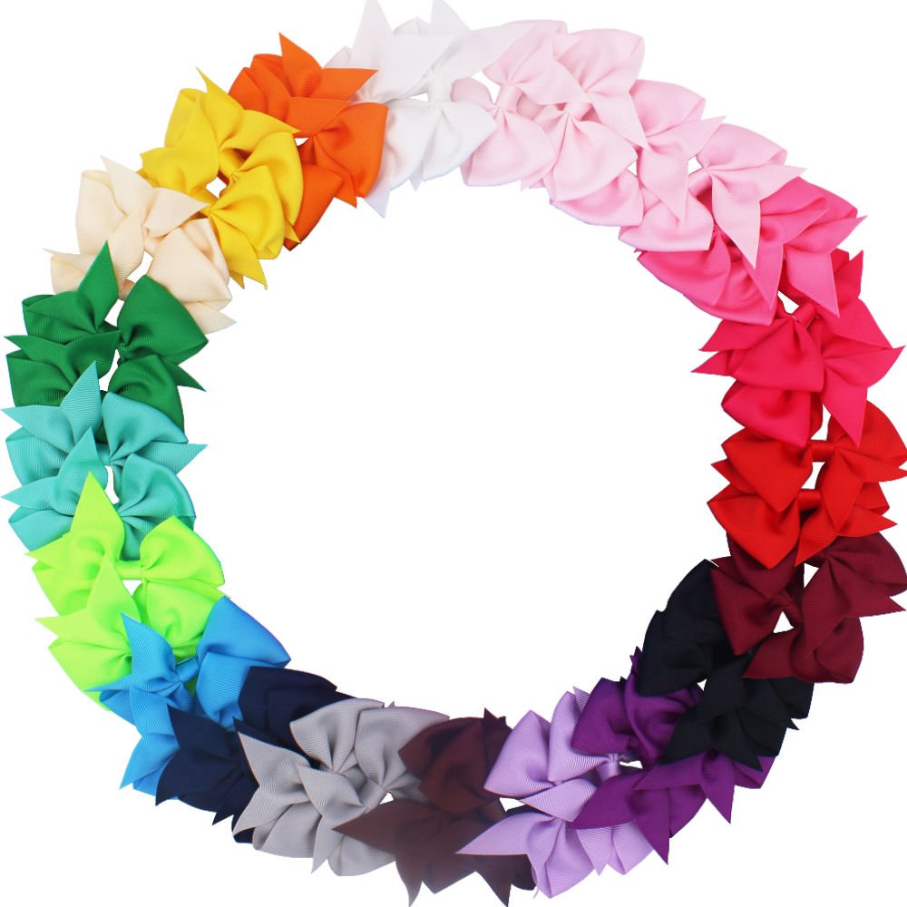 CÉLLOT 40pcs 3.5 inch Hair Bows for Girls Grosgrain Ribbon Toddler Hair Bows Alligator Clips for Baby Girls Kids Teens Back to School Hair Accessories in Pairs