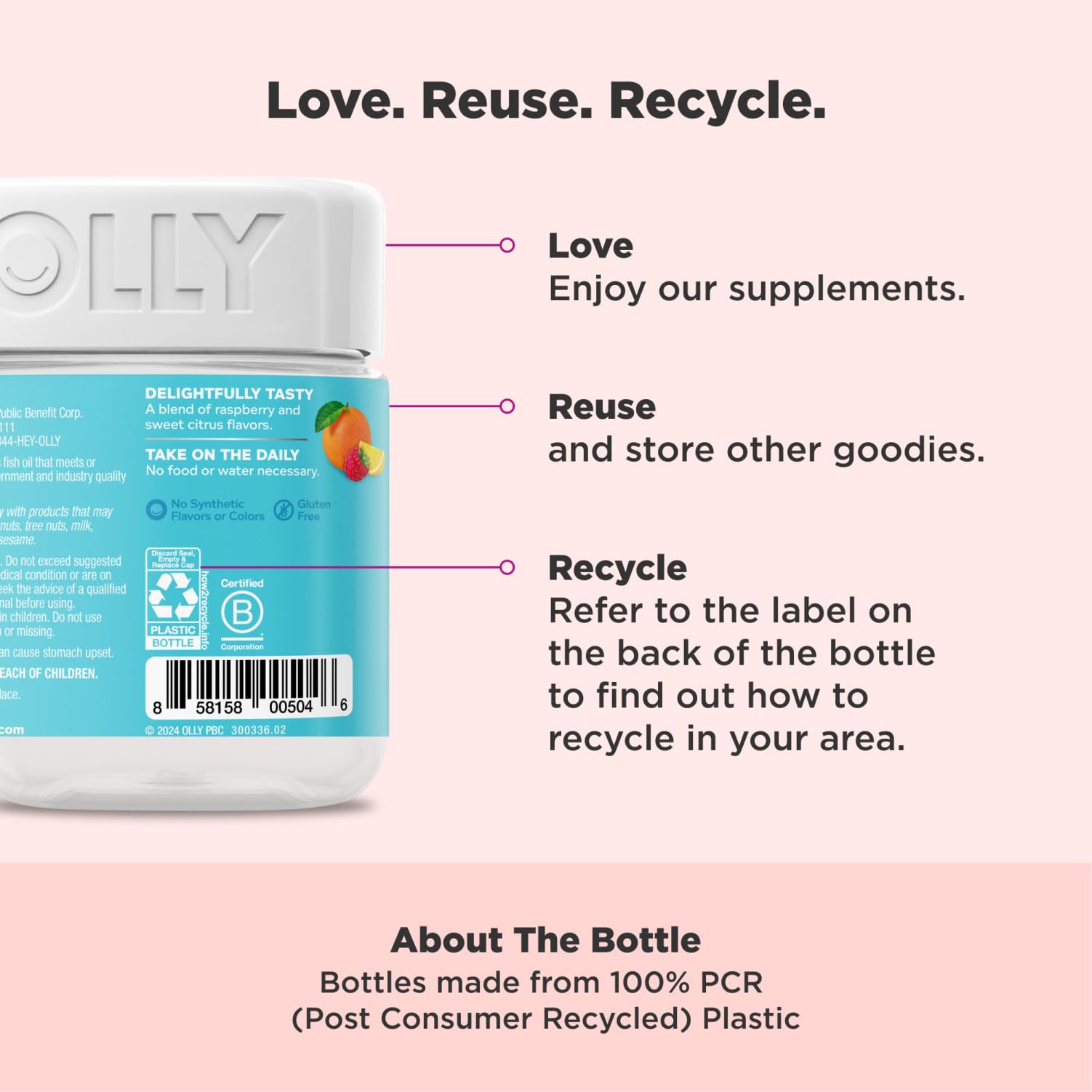 Olly The Essential Prenatal Gummy Multivitamin, 30 Day Supply ( Gummies), Sweet, Folic Acid, Vitamin D, Omega 3 DHA, Chewable Supplement, White Citrus, 60 Count (Pack of 1)